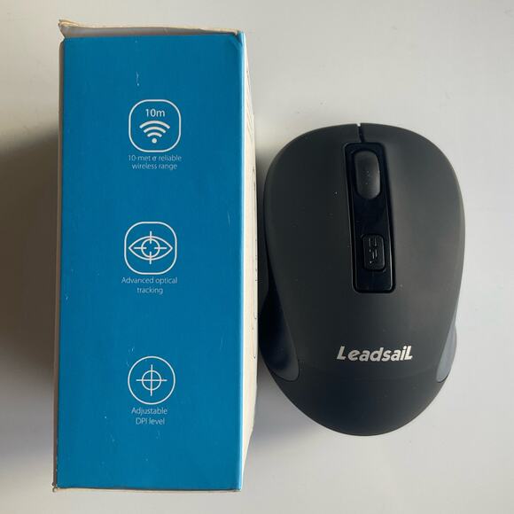 LeadsaiL Wireless Mouse, 2.4GHz USB, Noiseless, Compact, Portable, Black - Picture 6 of 6